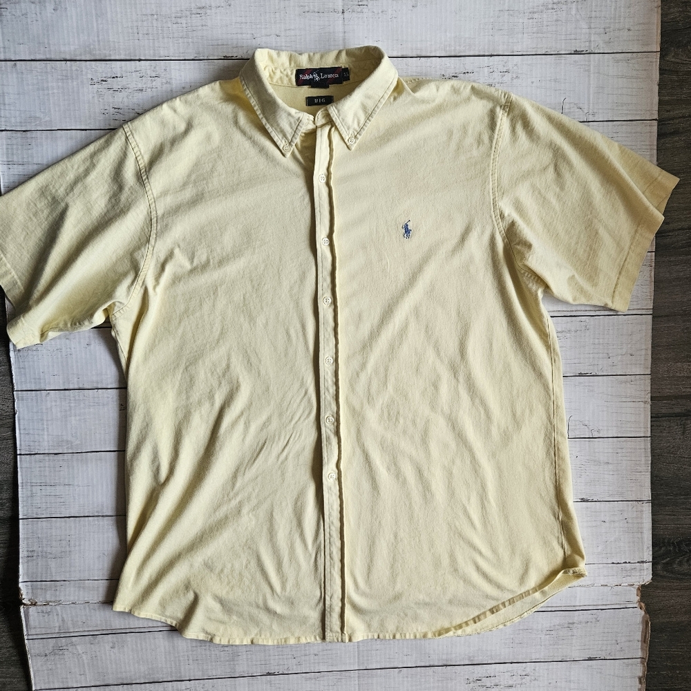 Ralph Lauren Yellow Short Sleeve Button Up Big‎ Size XL